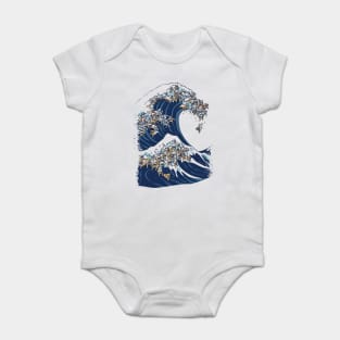 The Great Wave of English Bulldog Baby Bodysuit